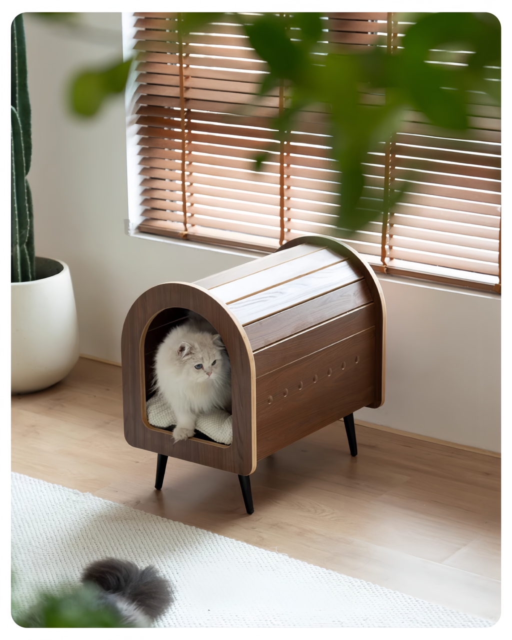 Elevated Wooden Cat Bed for Cozy Naps - image 1