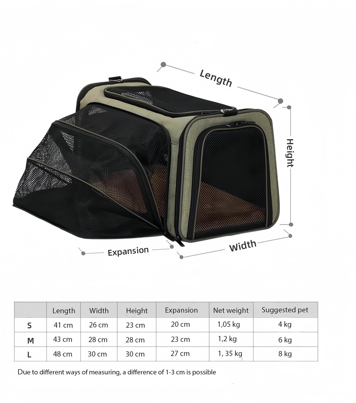 Expandable Pet Carrier for Cats and Small Dogs