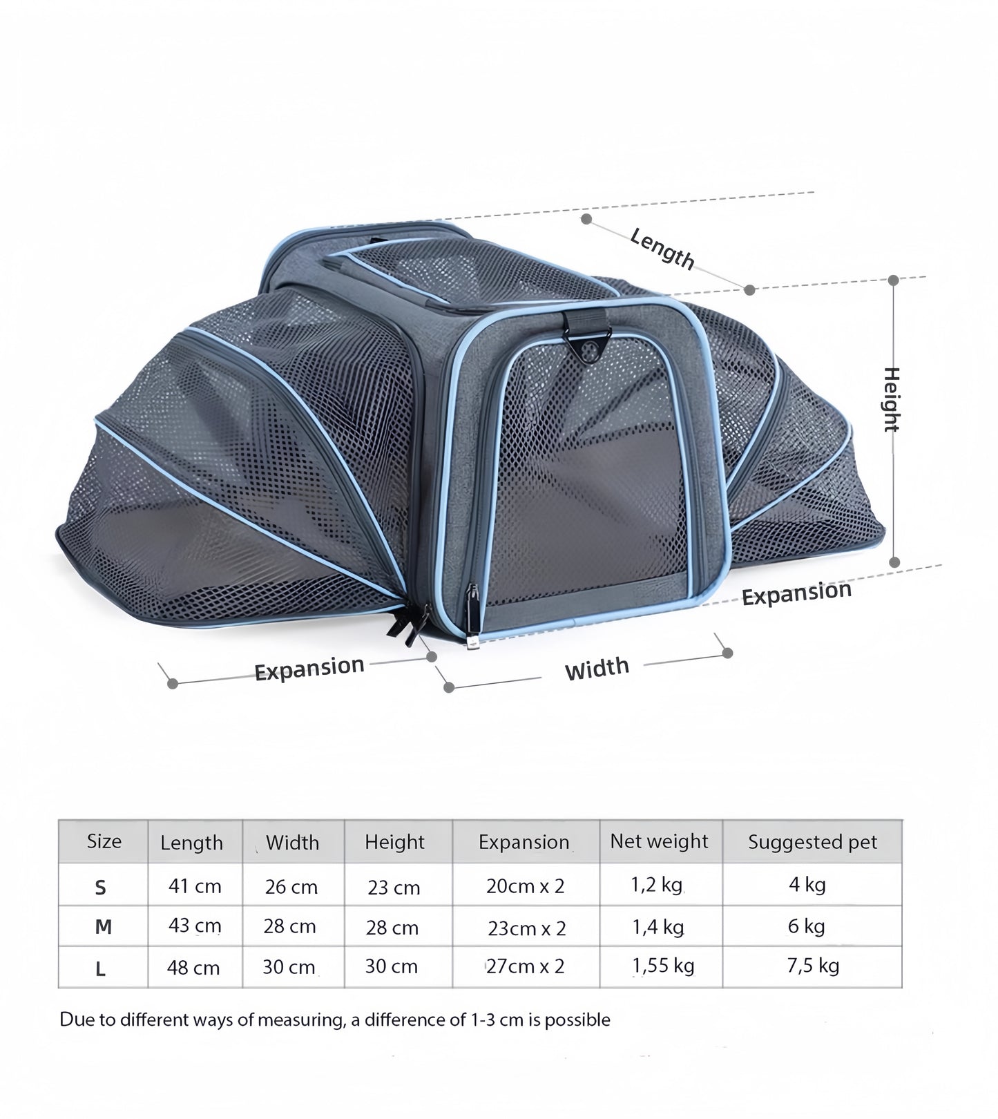 Expandable Pet Carrier for Cats and Small Dogs
