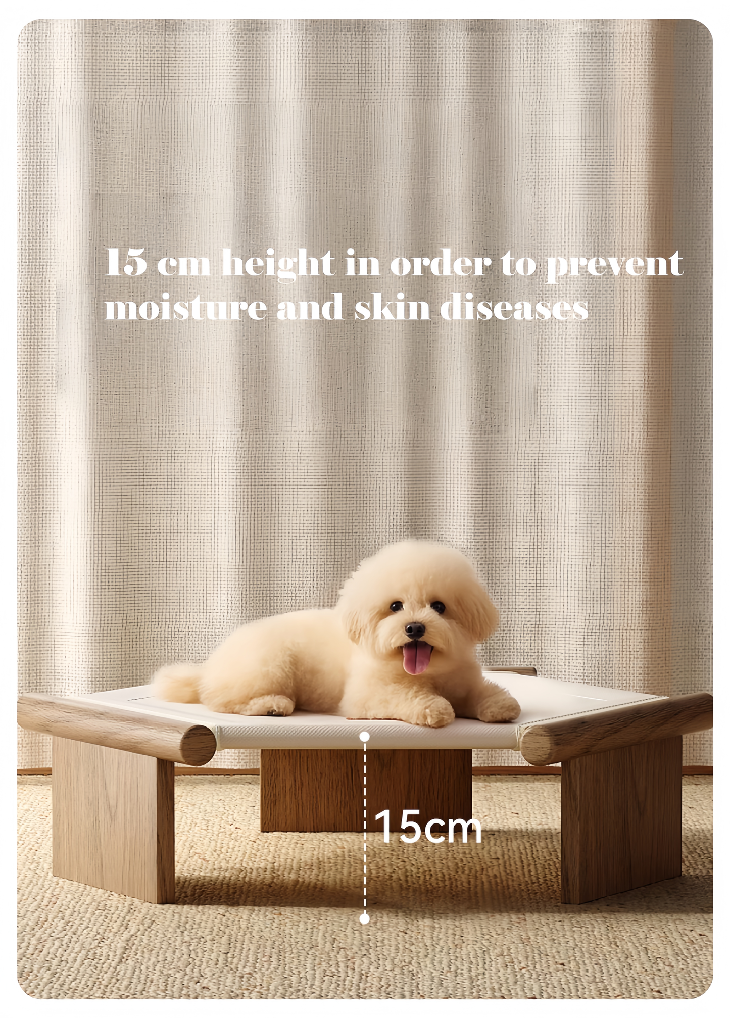 Elevated Wooden Pet Bed for Dogs & Cats