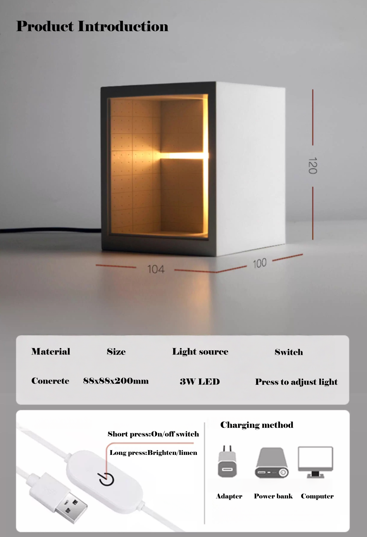 Concrete Church of the Light Table Lamp