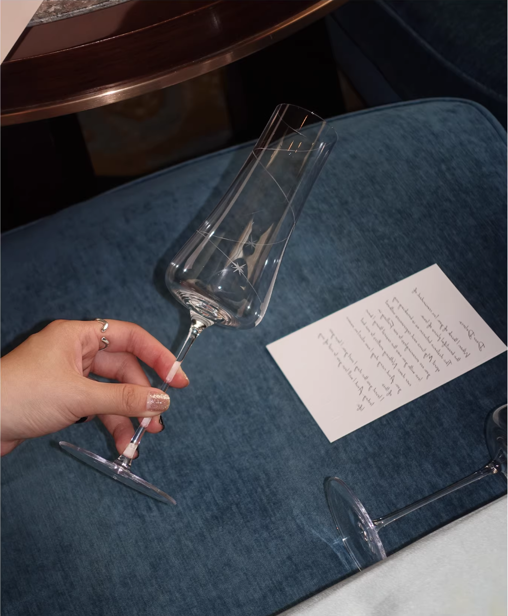 Customized Crystal Champagne Glasses 'Mason George' - image 4