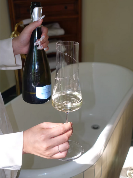 Customized Crystal Champagne Glasses 'Mason George'