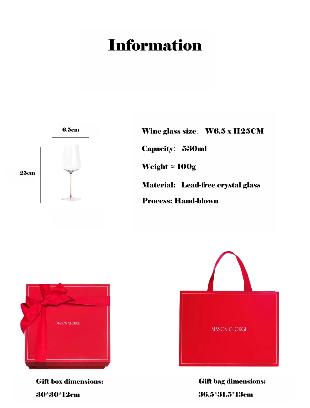 Customized Aphrodite Series Crystal Wine Glasses 'Mason George'