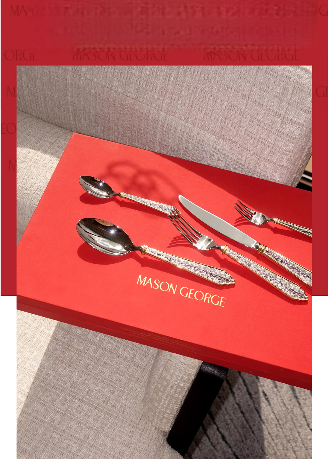 Customized 10-Piece Gilded Fork & Knife Gift Set ‘Mason George'
