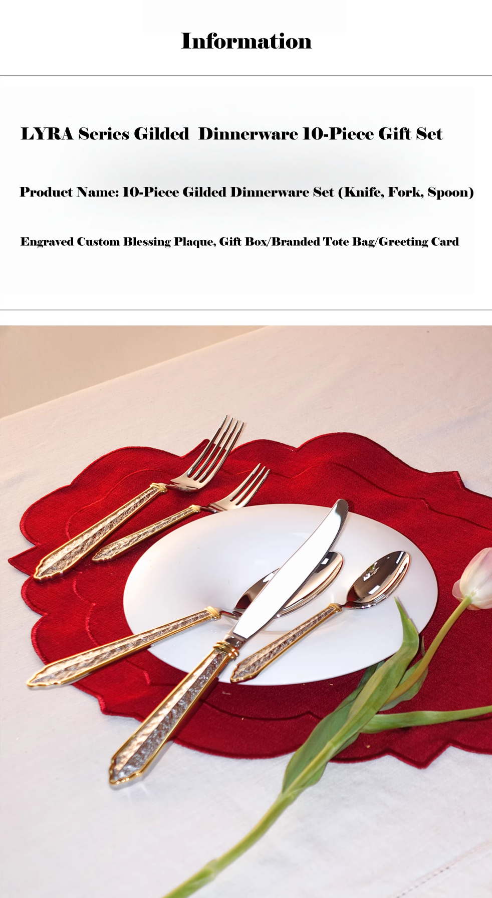 Customized 10-Piece Gilded Fork & Knife Gift Set ‘Mason George' - image 8