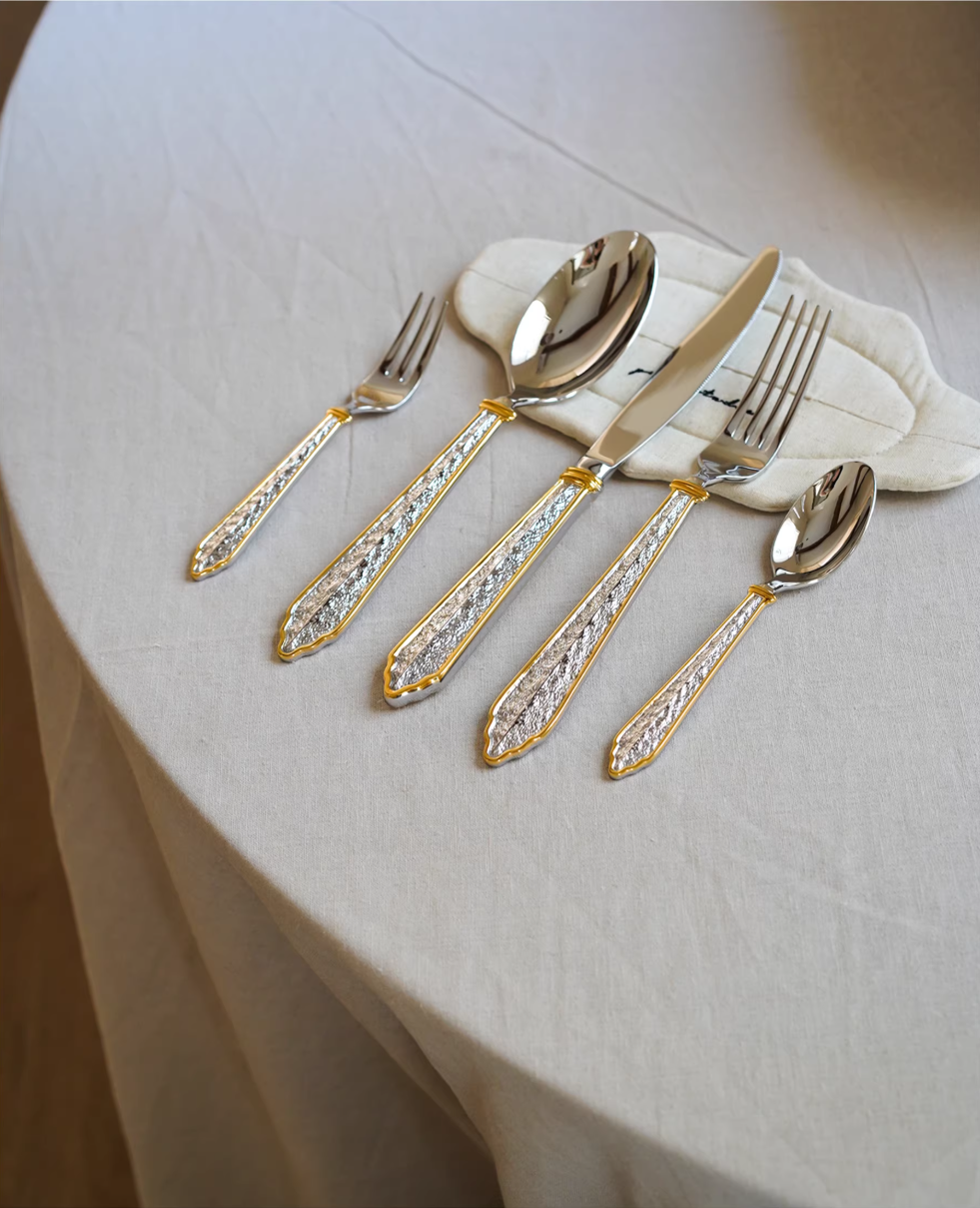 Customized 10-Piece Gilded Fork & Knife Gift Set ‘Mason George'