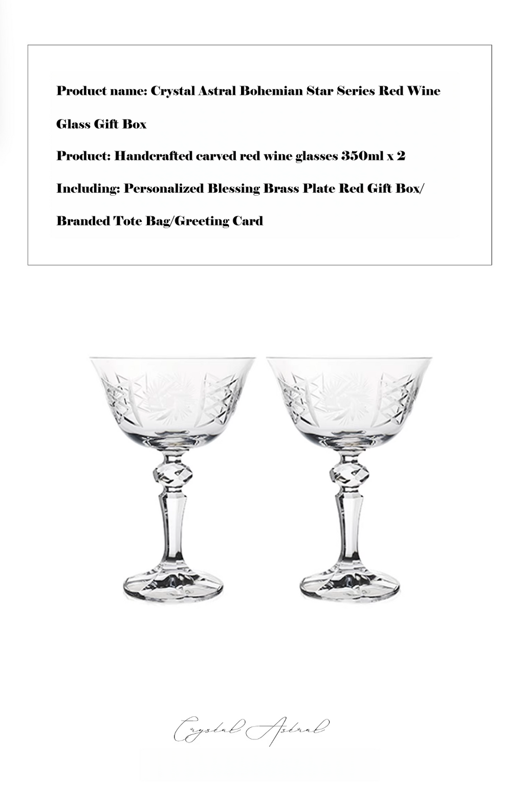 Customized Bohemian Star Series Crystal Wine Glasses 'Mason George' - image 6