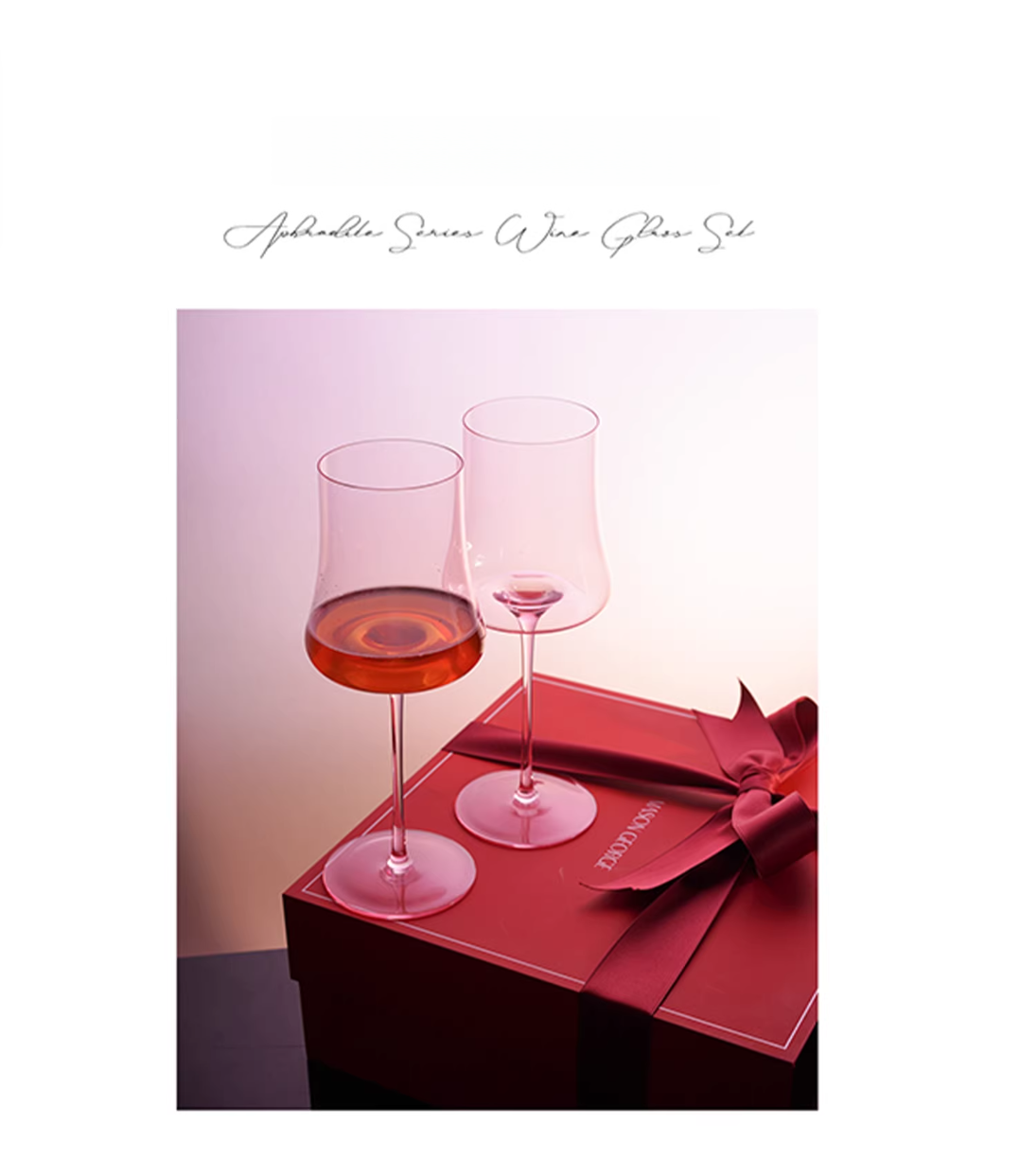 Customized Handmade Pink Crystal Wine Glasses 'Mason George'