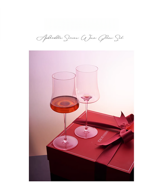 Customized Handmade Pink Crystal Wine Glasses 'Mason George'