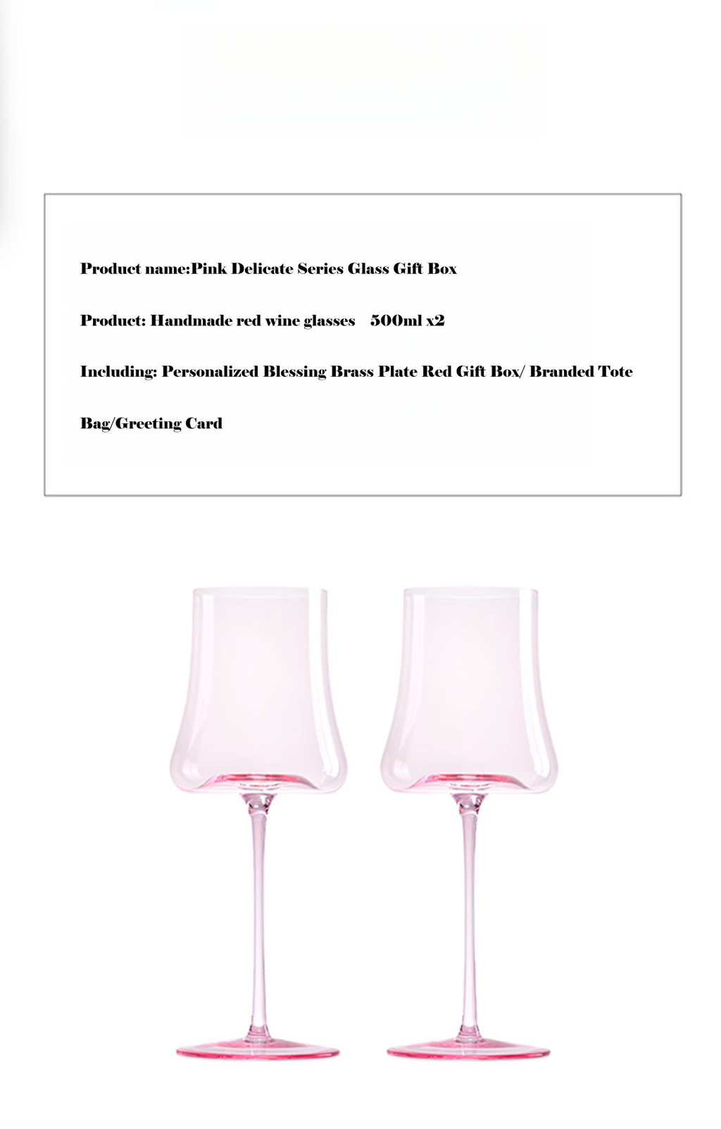 Customized Handmade Pink Crystal Wine Glasses 'Mason George' - image 4