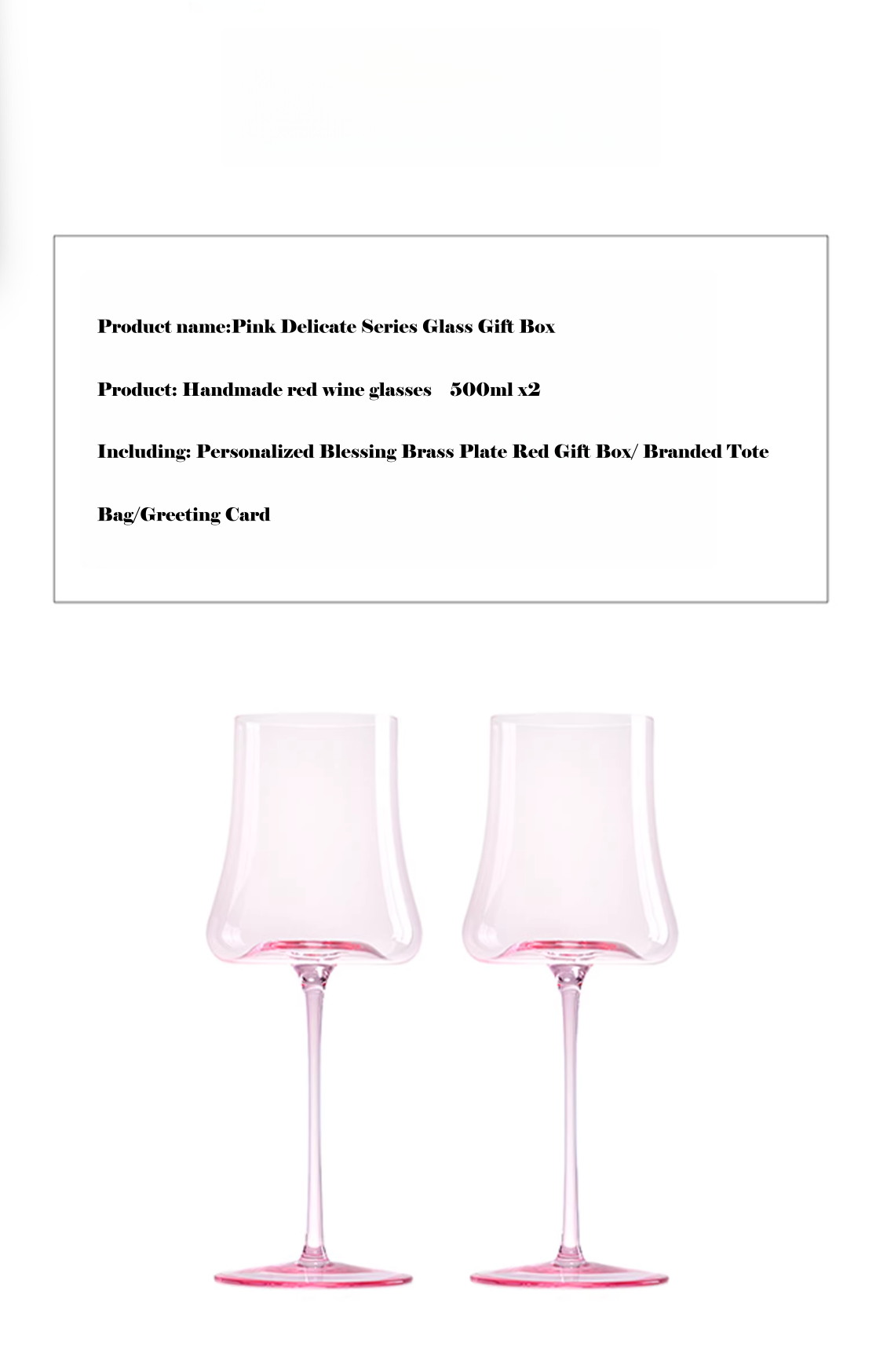 Customized Handmade Pink Crystal Wine Glasses 'Mason George'