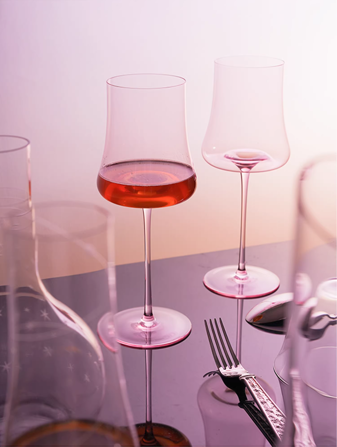 Customized Handmade Pink Crystal Wine Glasses 'Mason George'