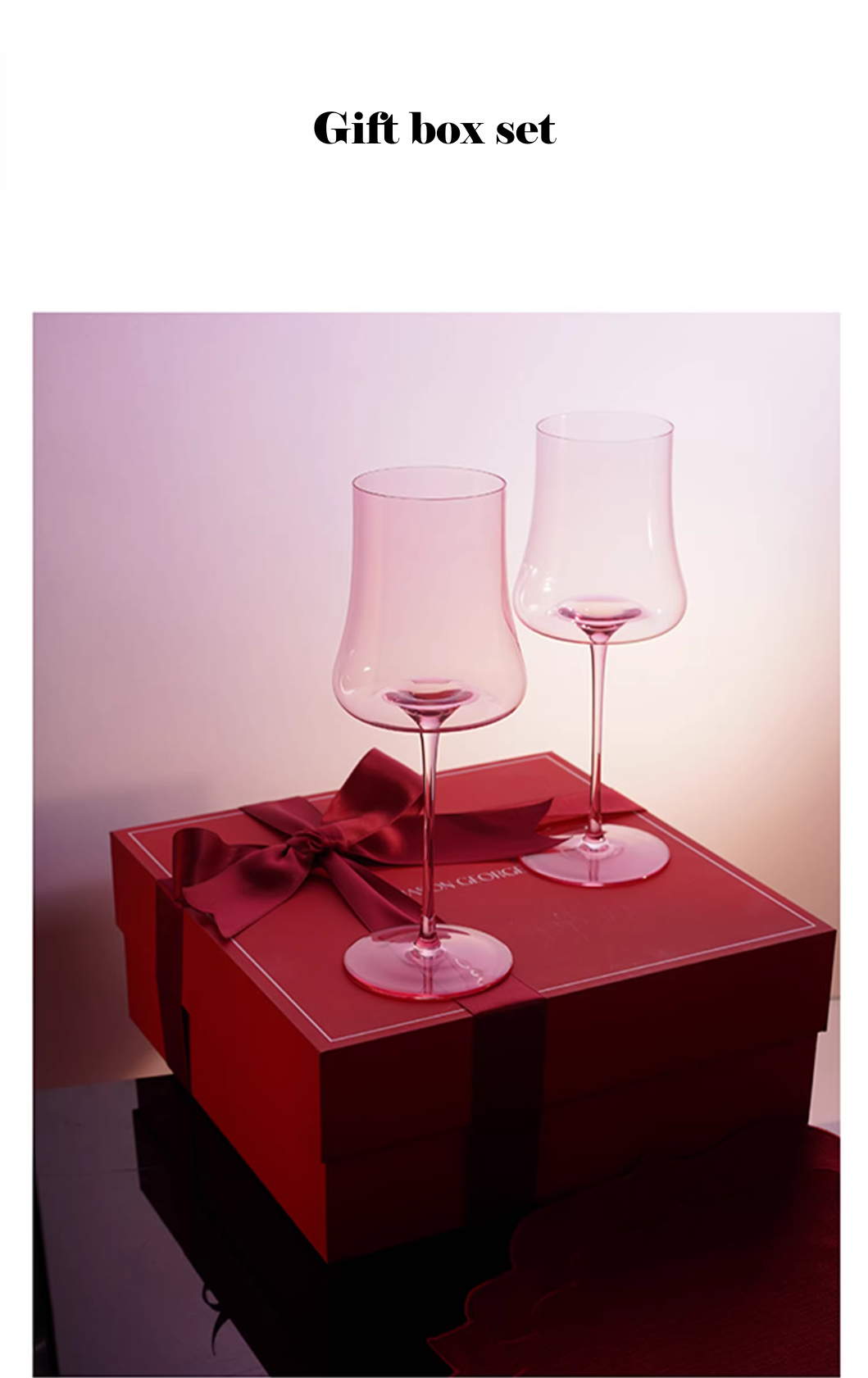 Customized Handmade Pink Crystal Wine Glasses 'Mason George'