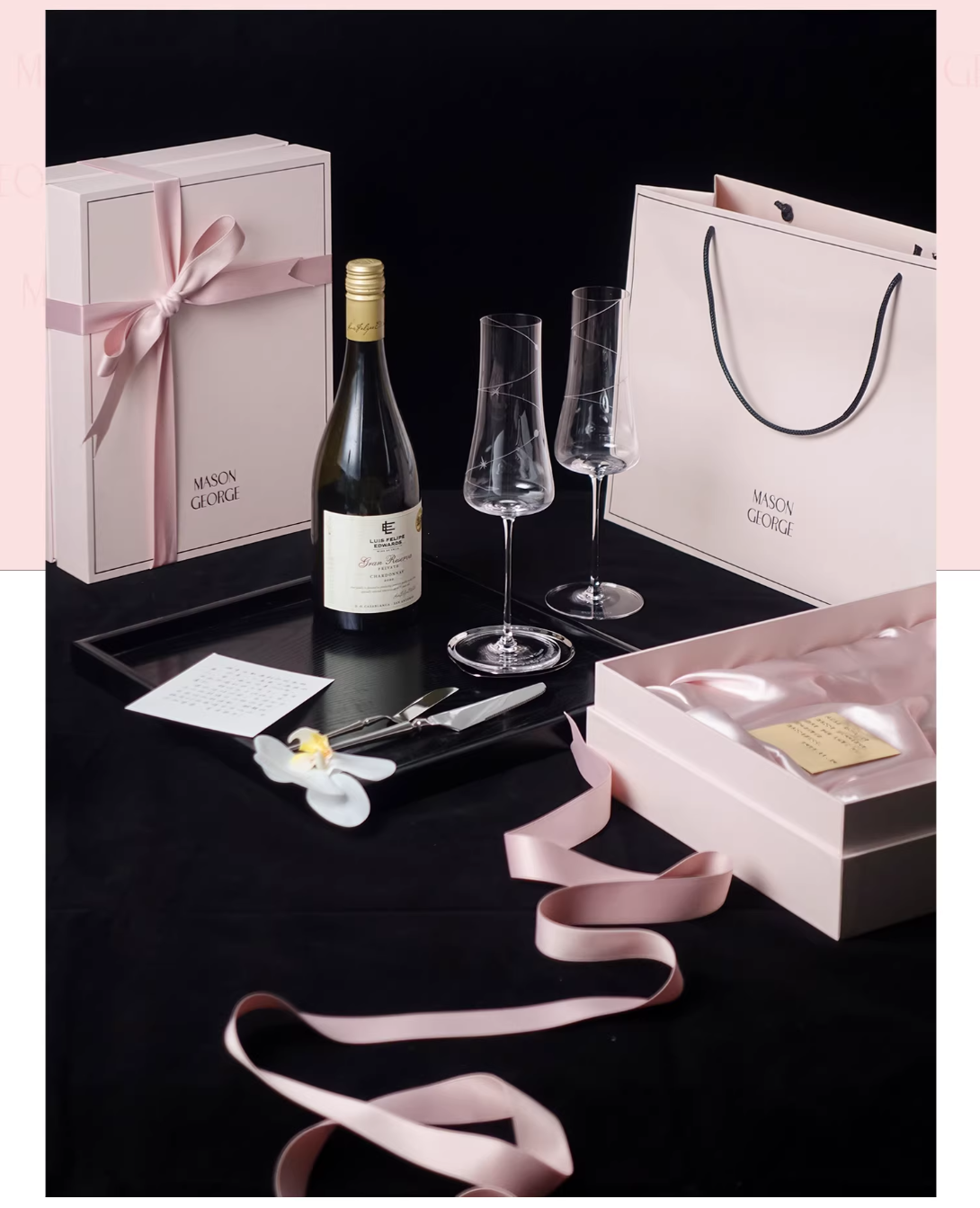 Customized Crystal Champagne Glasses 'Mason George'