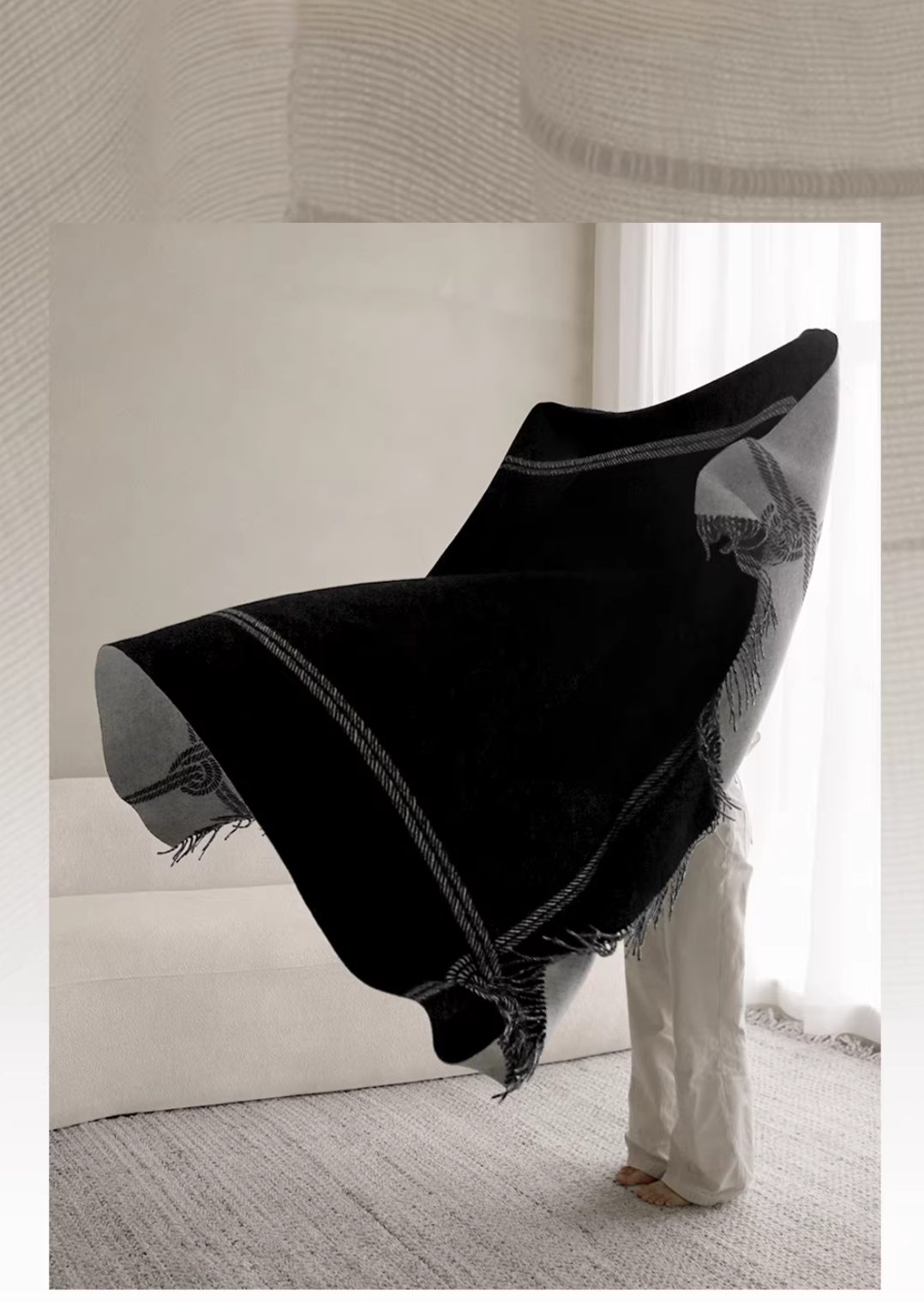 Luxury French Knot Pure Wool Home Use & Sofa Throw Blanket