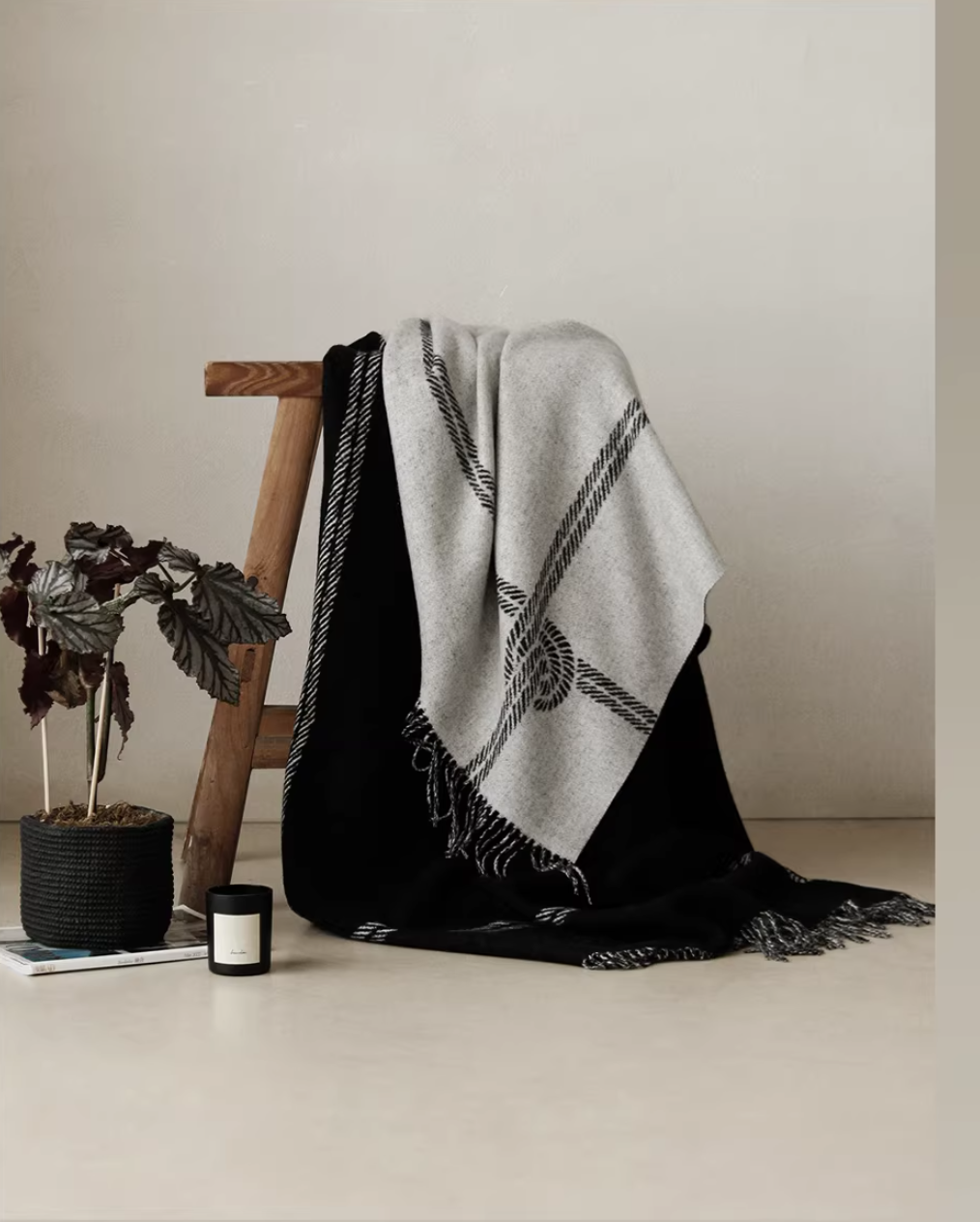 Luxury French Knot Pure Wool Home Use & Sofa Throw Blanket