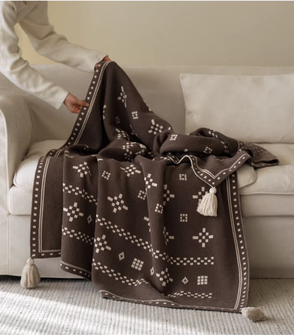 Tassel Cotton Knitted, All-Season Yarn Home Use & Sofa Blanket - image 2