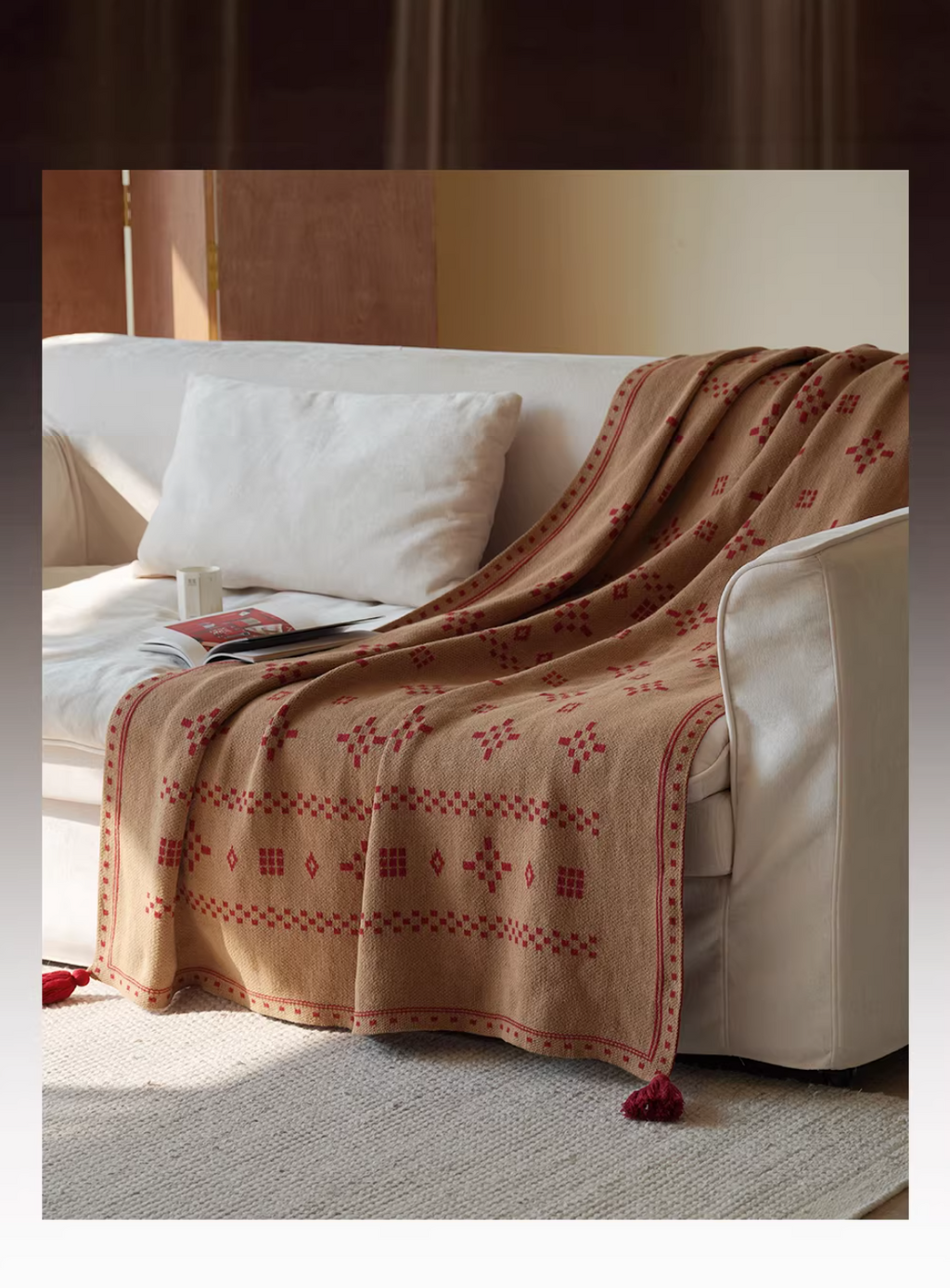 Tassel Cotton Knitted, All-Season Yarn Home Use & Sofa Blanket - image 9