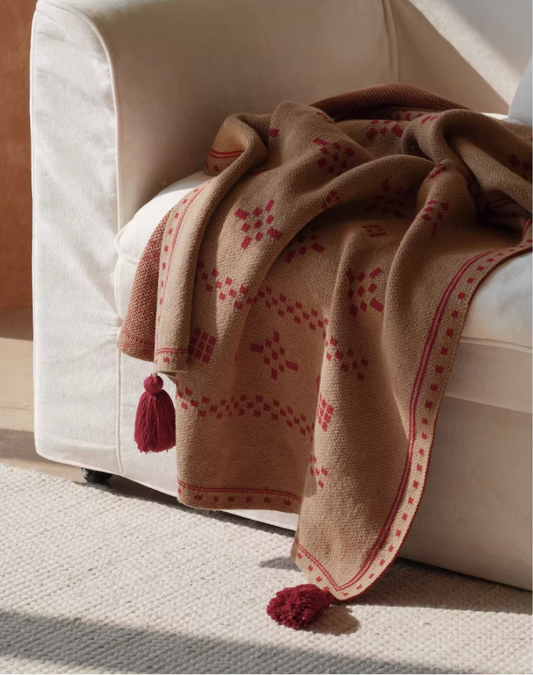Tassel Cotton Knitted, All-Season Yarn Home Use & Sofa Blanket