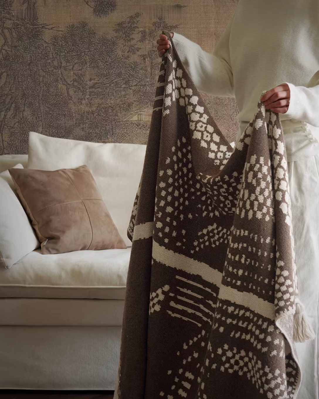 Art Deco Wool Knitted Home Use & Sofa Throw Blanket