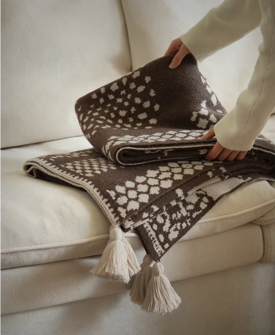 Art Deco Wool Knitted Home Use & Sofa Throw Blanket