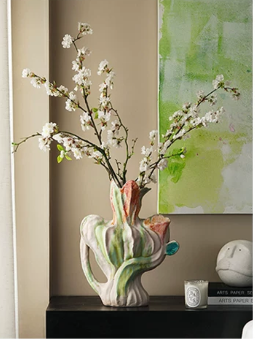 Monet Garden Art Ceramic Handmade Vase, Living & Dining Room Ornament - image 4