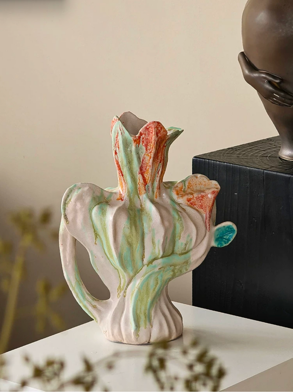 Monet Garden Art Ceramic Handmade Vase, Living & Dining Room Ornament - image 9