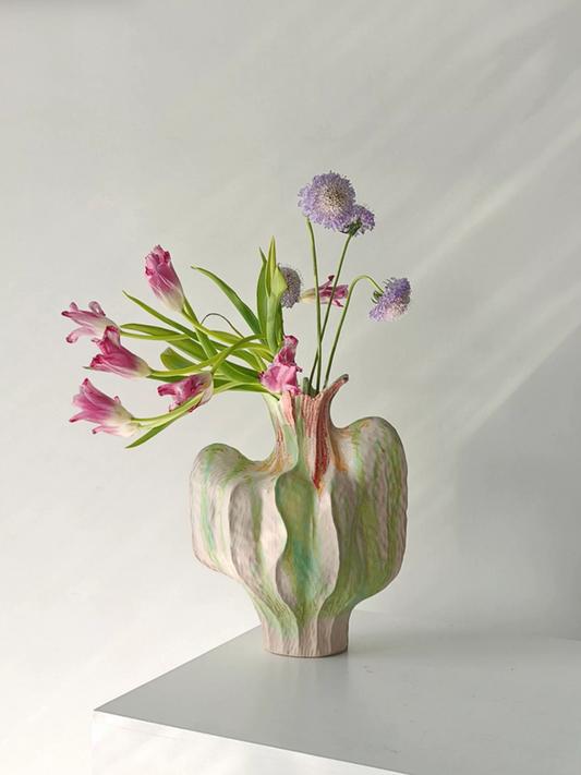 Monet Garden Art Ceramic Handmade Vase- Ornament