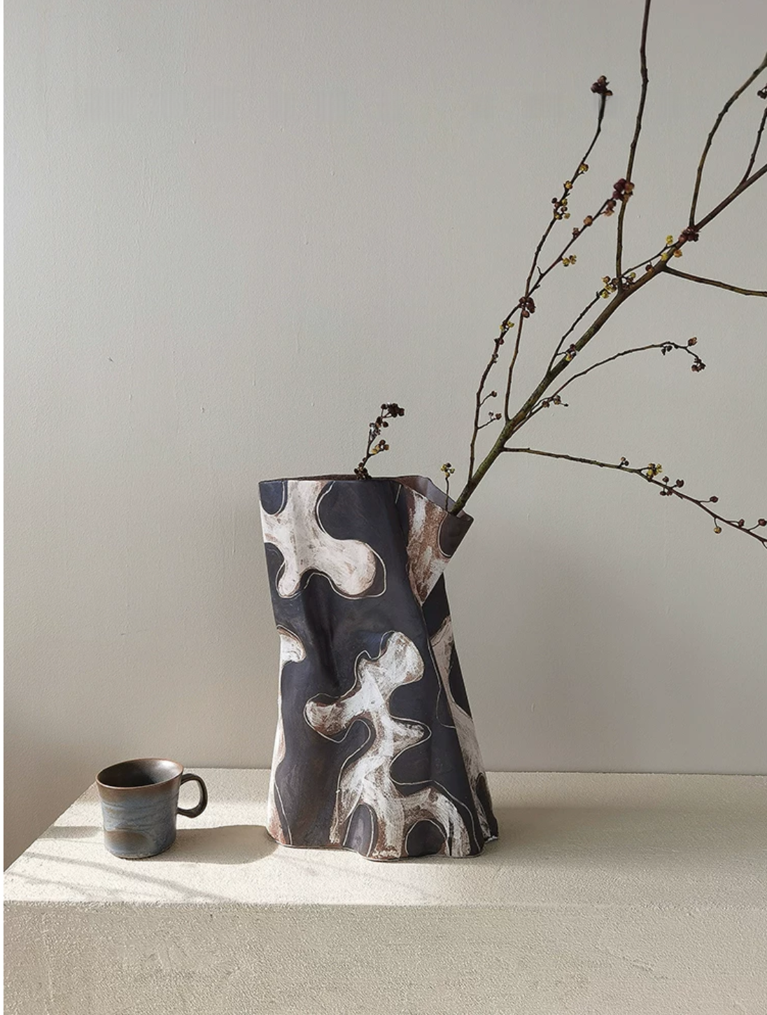 Abstract Brushstroke Ceramic Vase