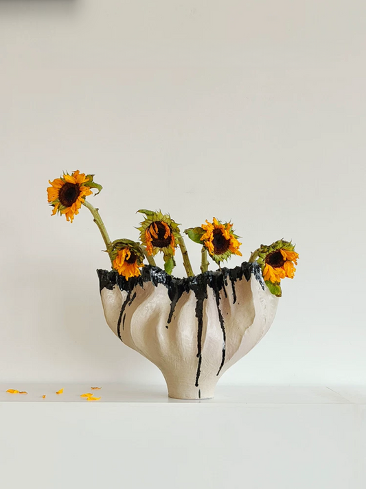 Noir Drip Sculptural Ceramic Vase Bowl