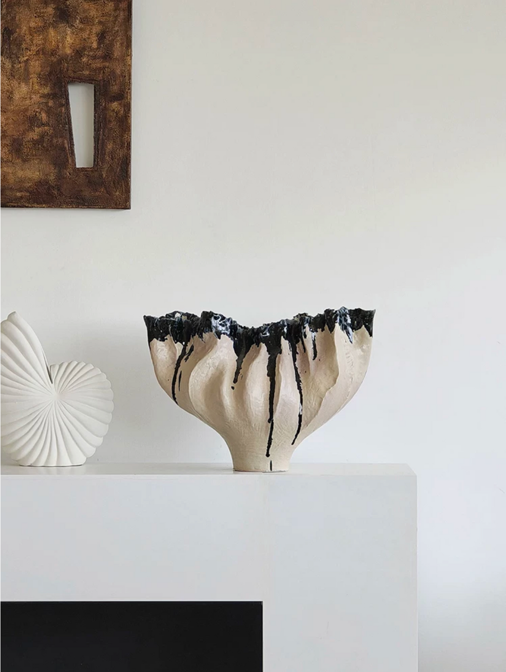 Noir Drip Sculptural Ceramic Vase Bowl - image 3