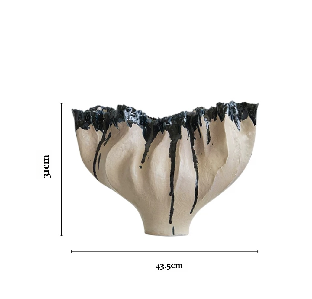 Noir Drip Sculptural Ceramic Vase Bowl