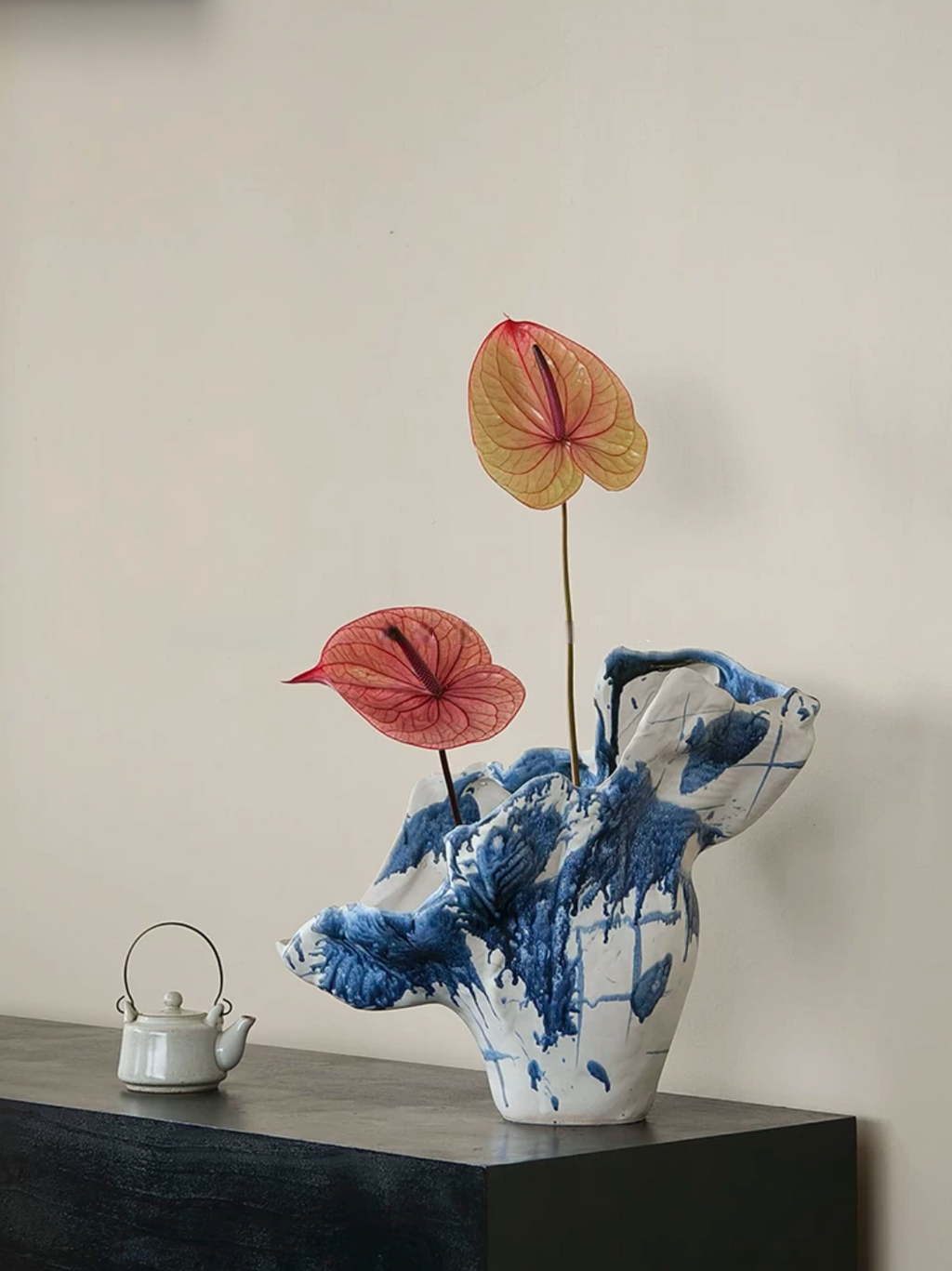 Blue Expression Sculptural Ceramic Vase - image 1