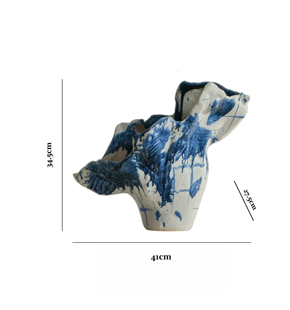 Blue Expression Sculptural Ceramic Vase - image 3