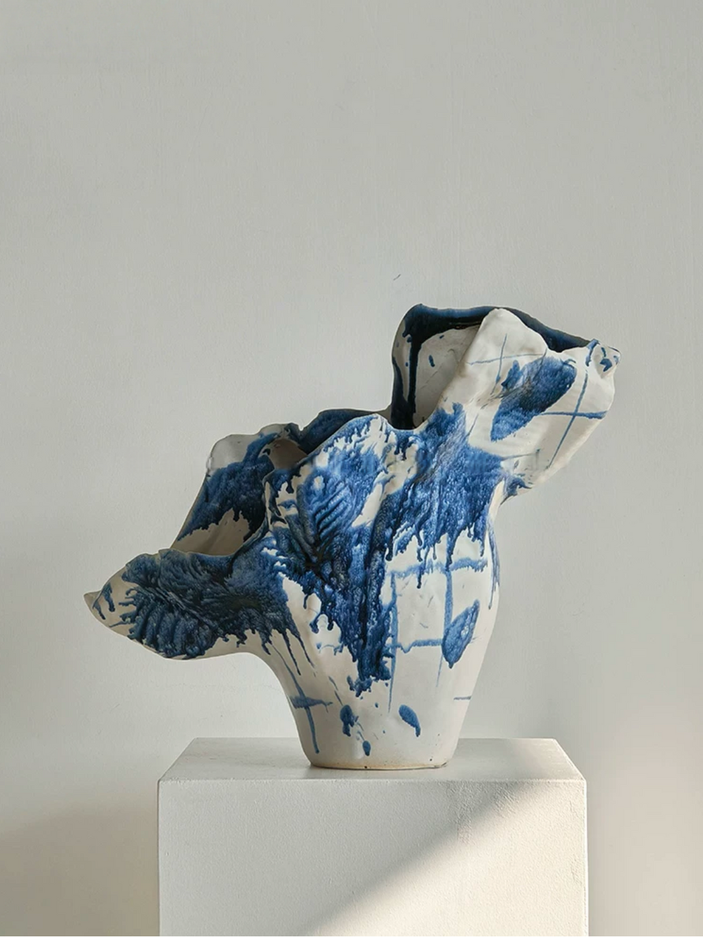 Blue Expression Sculptural Ceramic Vase - image 6