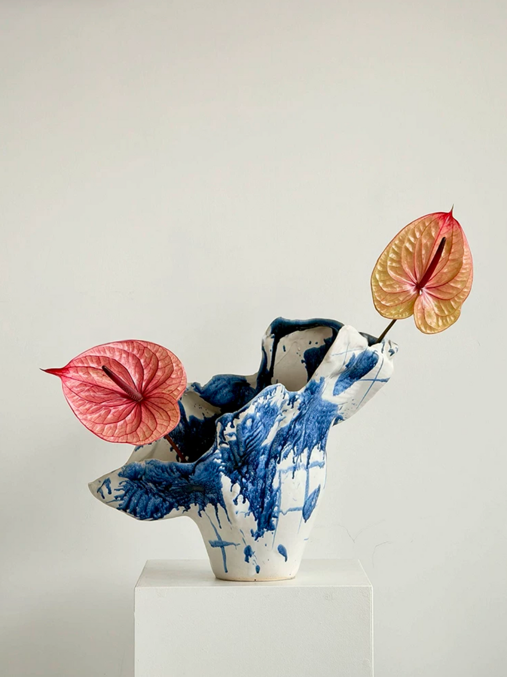 Blue Expression Sculptural Ceramic Vase - image 8