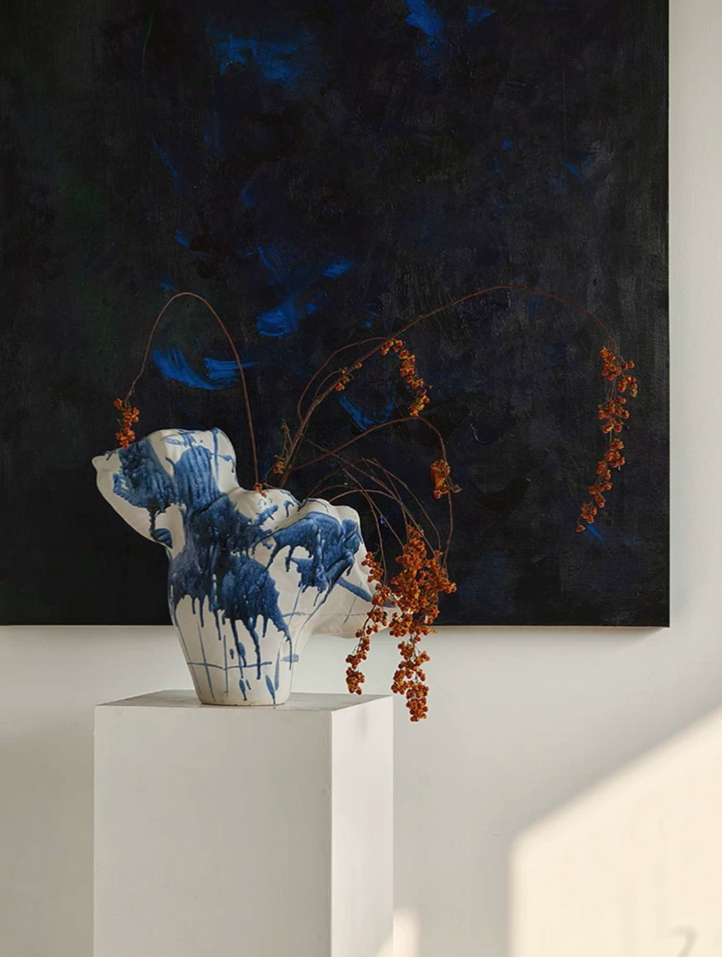 Blue Expression Sculptural Ceramic Vase - image 9