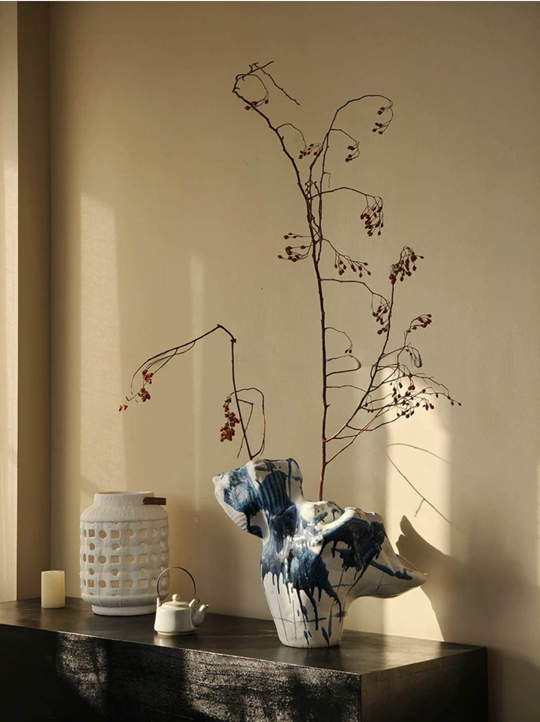 Blue Expression Sculptural Ceramic Vase
