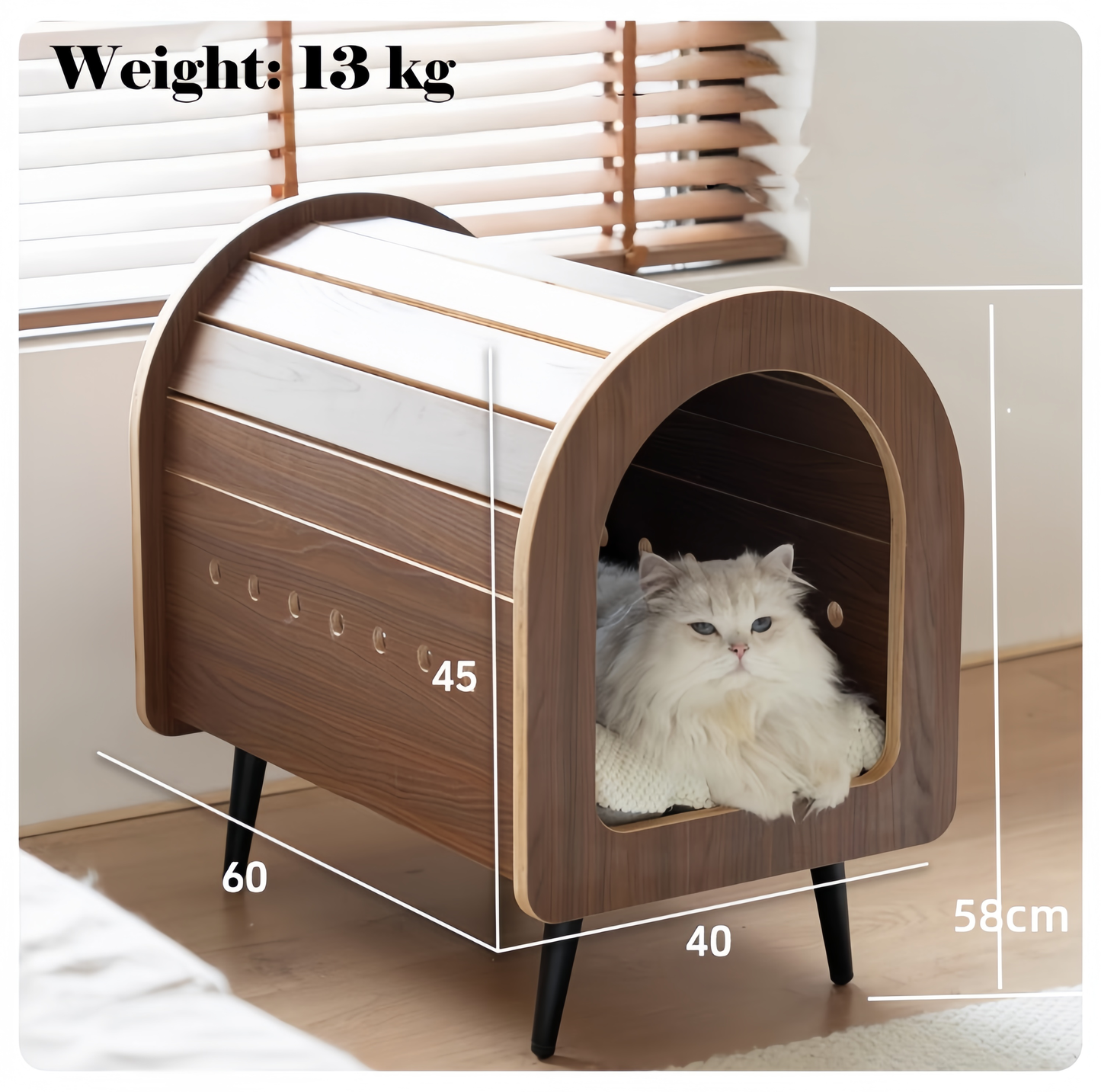 Elevated Wooden Cat Bed for Cozy Naps