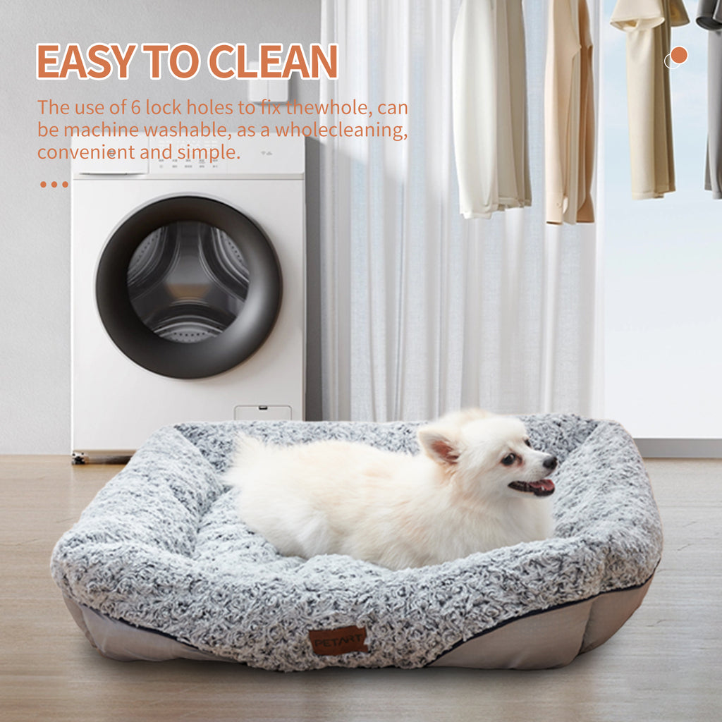 Swirl Rose Velvet Dog Beds For Small Medium Dogs Removable Cushion Calming Dog Sofa Beds Anti-Anxiety Machine Washable Cat Beds - image 4