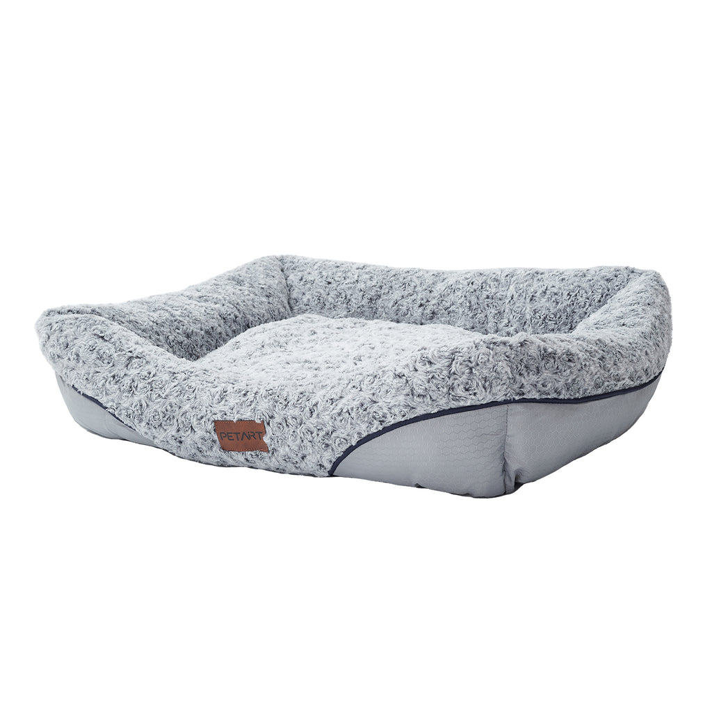 Swirl Rose Velvet Dog Beds For Small Medium Dogs Removable Cushion Calming Dog Sofa Beds Anti-Anxiety Machine Washable Cat Beds - image 3