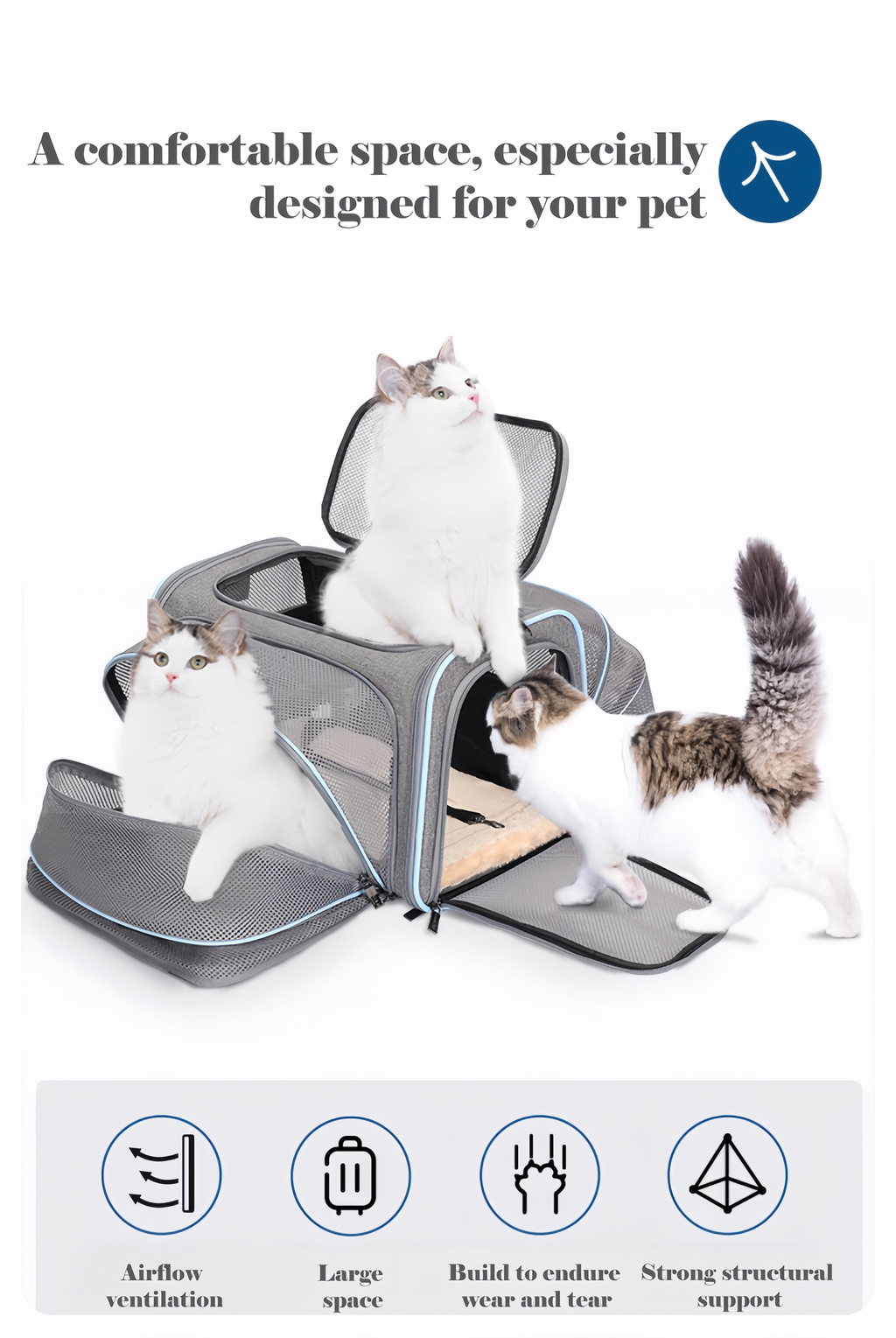 Expandable Pet Carrier for Cats and Small Dogs - image 6