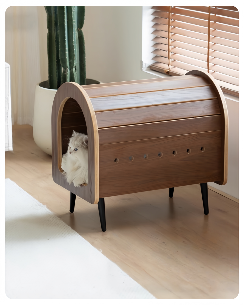 Elevated Wooden Cat Bed for Cozy Naps - image 7
