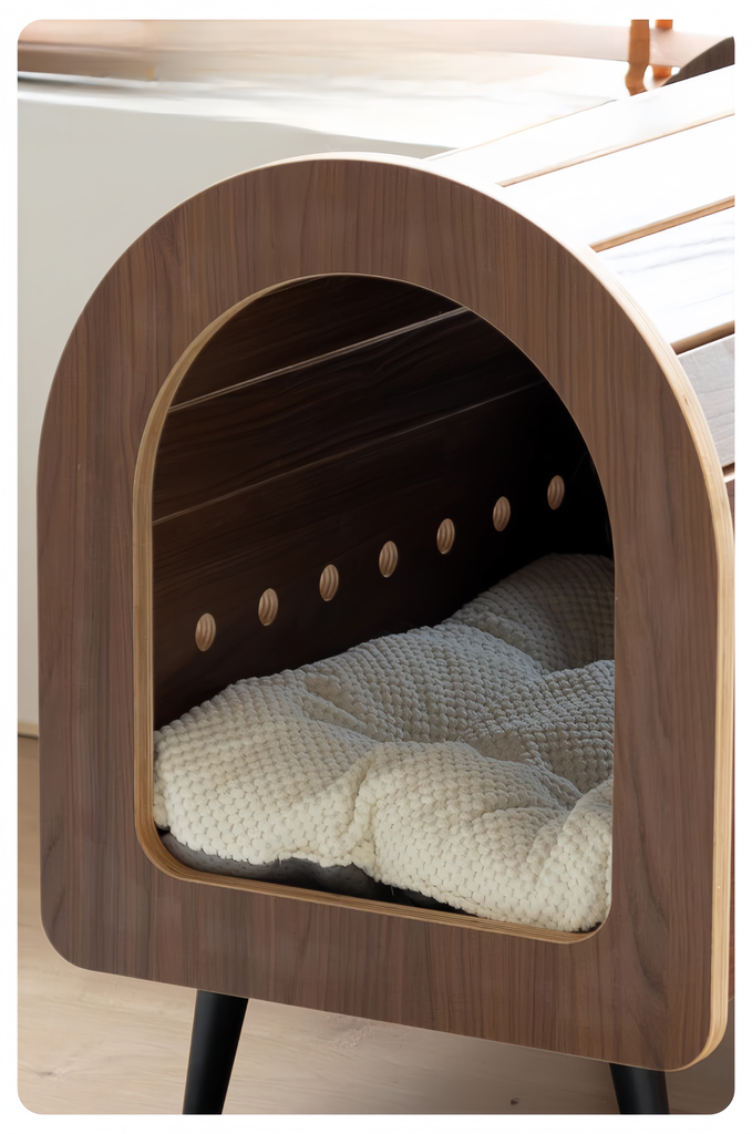 Elevated Wooden Cat Bed for Cozy Naps - image 8