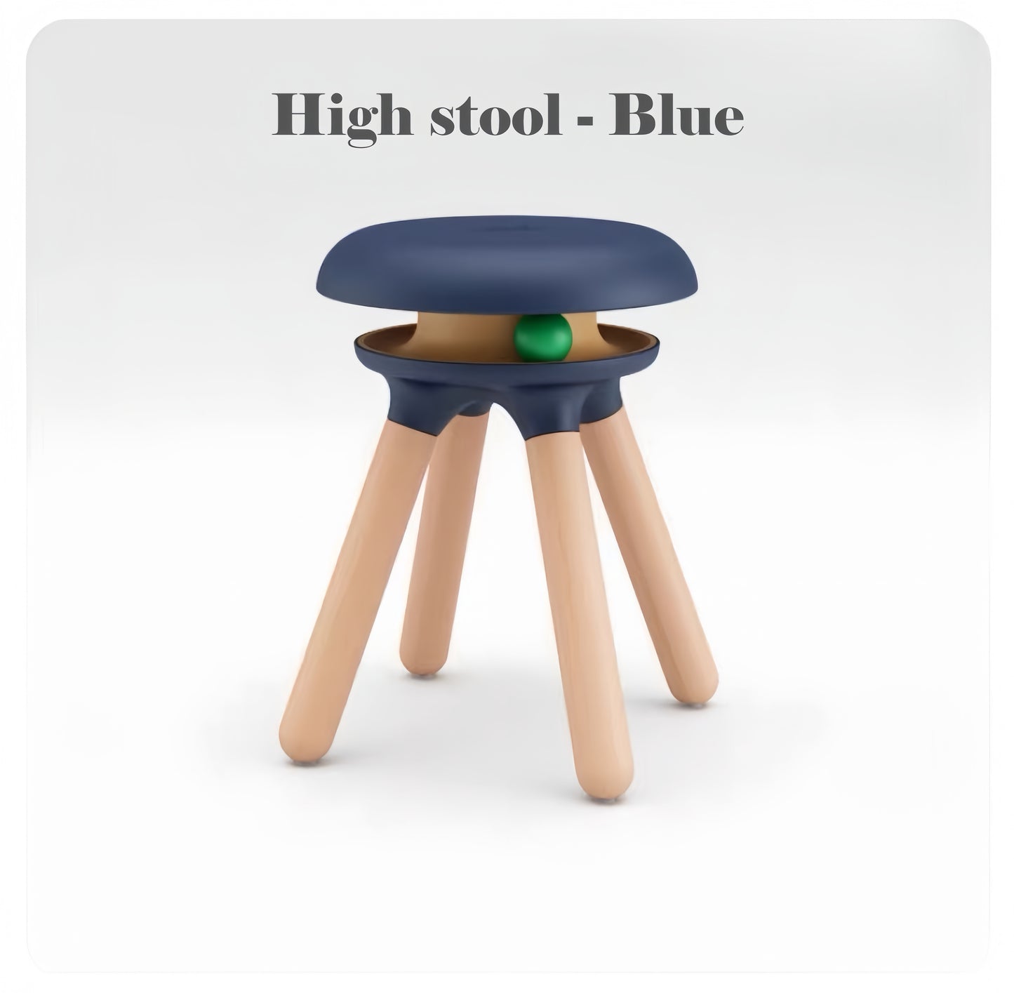 Blue high stool with wooden legs on a white background