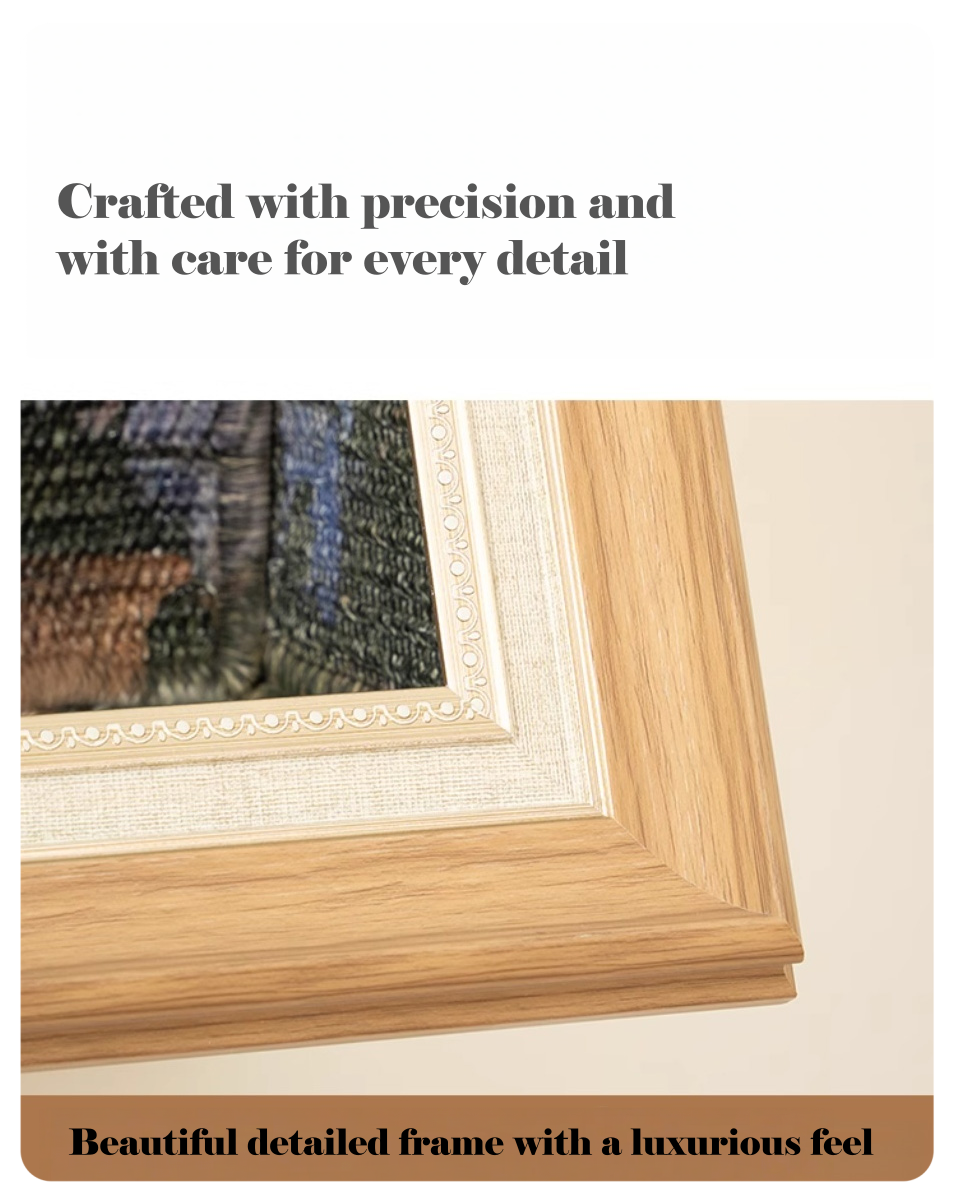 Wooden picture frame with a detailed design on a white background