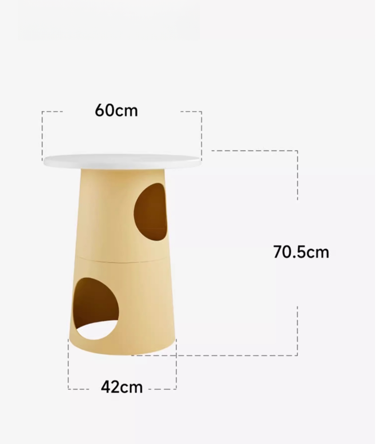 Measurement chart of a cylindrical object with dimensions labeled.