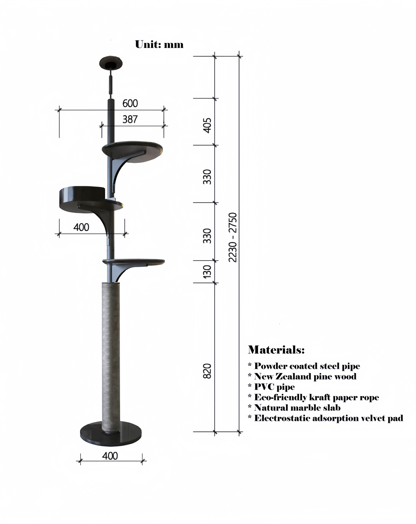 Measurement chart of a cylindrical product with dimensions labeled