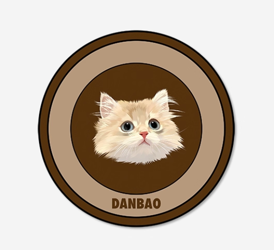 Circular logo with a cat illustration and 'DANBAO' text on a white background